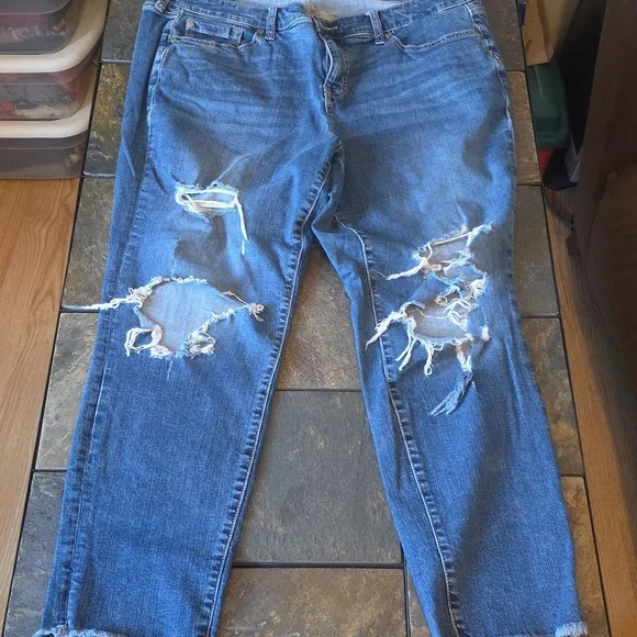 Torrid Blue Distressed Skinny Jeans - Picture 1 of 6